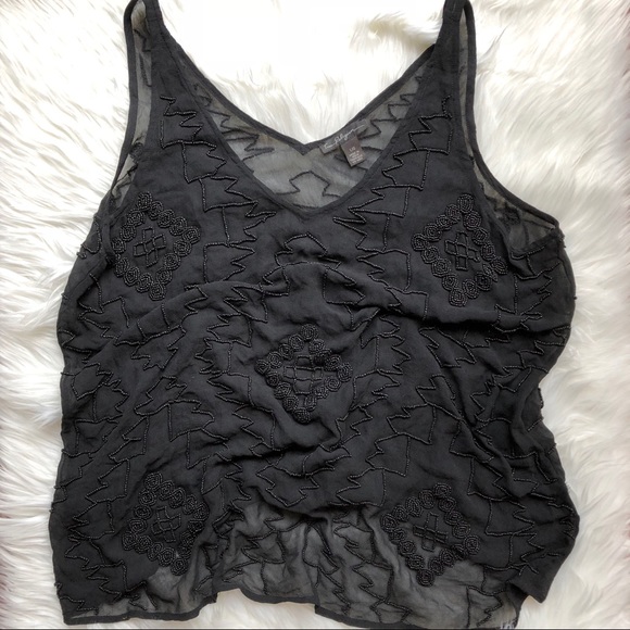 True Religion Tops - True Religion Sheer Beaded Blouse SzL